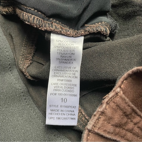 J. Jill Floral Embroidered Pants Womens size 10 Green Cotton Stretch - Picture 8 of 8